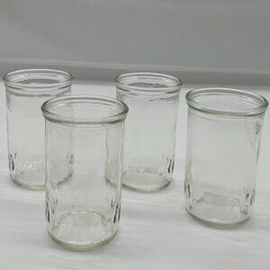 Set of *4*  Juice Glass Clear Diamond Pattern Around Bottom Jelly Swanky Swig